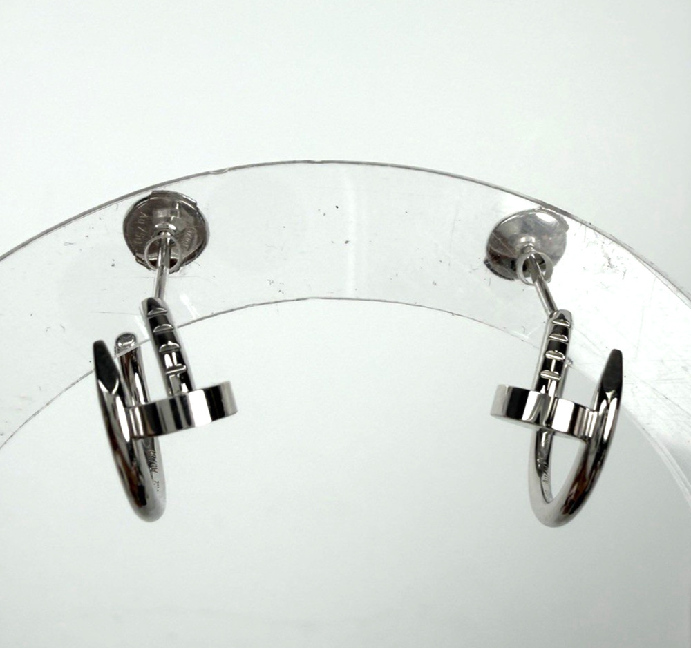 Cartier Juste Un Clou Hoop Mini Earrings Wrapped Nail in 18k White Gold